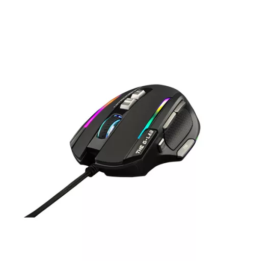 The G-Lab Gamer Egér - KULT NITRO ATOM (4800 DPI, 9 gomb, makro, 1,8m kábel, RGB LED, fekete)