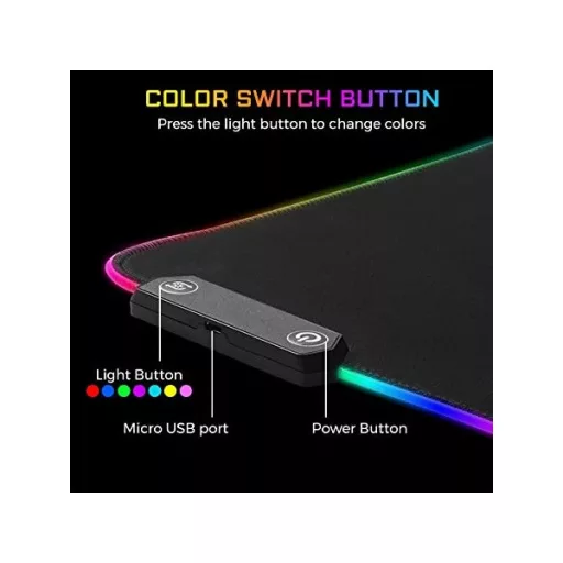 The G-Lab Egérpad - PAD RUBIDIUM (800x300x3mm; fekete, extra USB, vízálló, RGB LED)