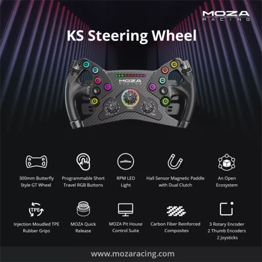 Moza Racing kiegészítő - KS Kormánykerék (RGB, 300mm)