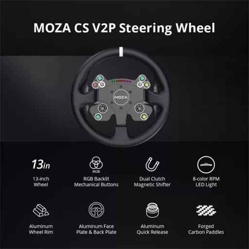 Moza Racing kiegészítő - CS V2P Kormánykerék (Dual Clutch, RGB, 13 inch)