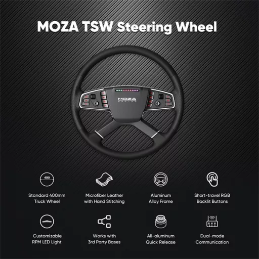 Moza Racing kiegészítő - TSW Kormánykerék (Kamion változat, RGB, 400mm)