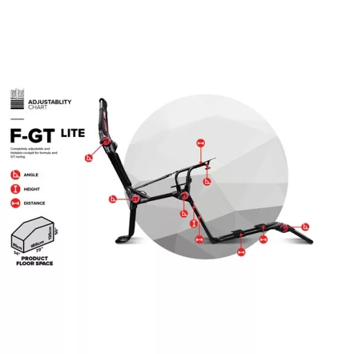 Next Level Racing Szimulátor cockpit - F-GT LITE (Formula és GT ülés; tartó konzolok)