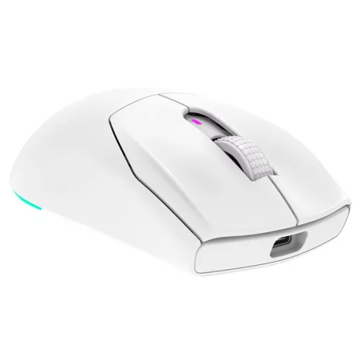 Rampage Vezeték Nélküli Egér - PROTE M5 PRO (Pixart PAW3395, Huano 80M, 26000 DPI, 500mAh, 6 gomb, RGB, Type-C, fehér)