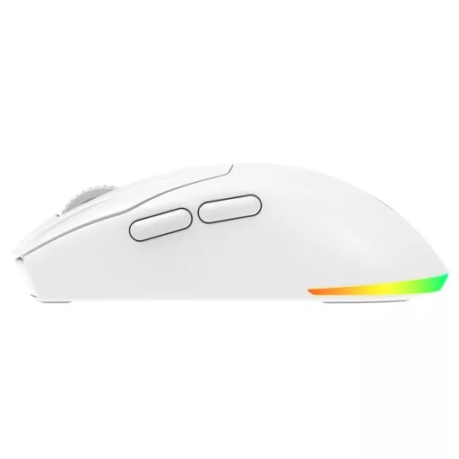 Rampage Vezeték Nélküli Egér - PROTE M5 PRO (Pixart PAW3395, Huano 80M, 26000 DPI, 500mAh, 6 gomb, RGB, Type-C, fehér)