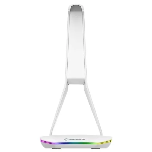 Rampage Fejhallgató állvány - TOWER T14 (fehér, műanyag, USB HUB, RGB)