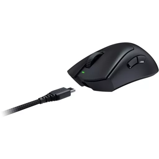 Razer Egér - DeathAdder V3 Pro (Optikai, 30000DPI, 4 gomb, harisnyázott kábel, fekete)