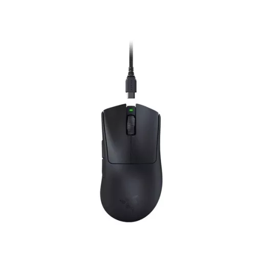 Razer Egér - DeathAdder V3 Pro (Optikai, 30000DPI, 4 gomb, harisnyázott kábel, fekete)