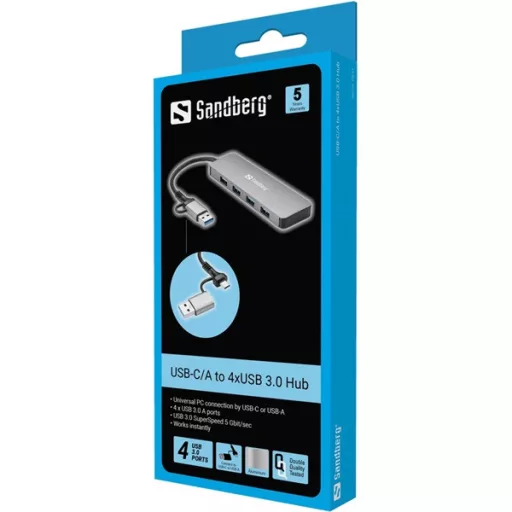 Sandberg USB Hub - USB-C/A to 4xUSB 3.0 Hub