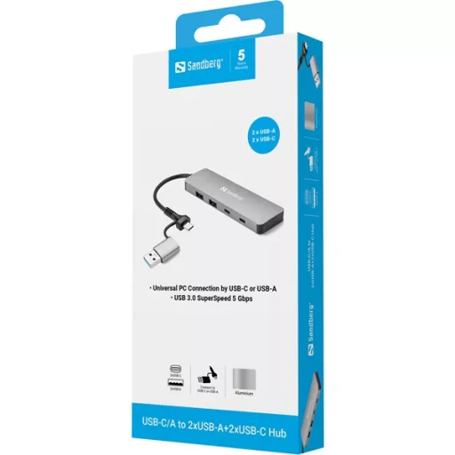 Sandberg USB Hub - USB-C/A to 2xUSB-A+2xUSB-C Hub