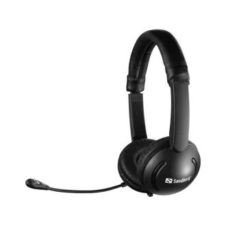   Sandberg Fejhallgató - MiniJack Chat Headset Saver (mikrofon; 3,5mm jack; hangerő szabályzó; 1,8m kábel; fekete)