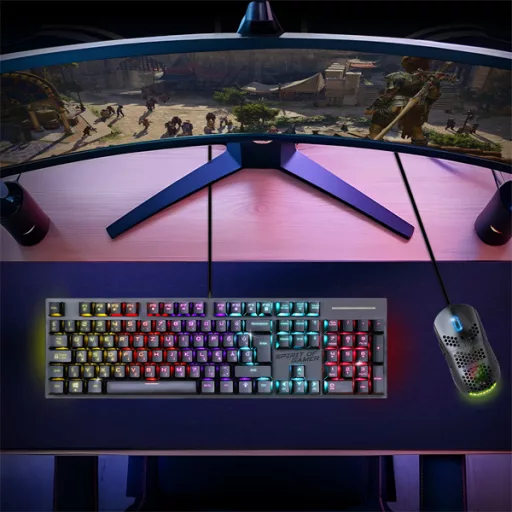 Spirit of Gamer Billentyűzet Mechanikus - XPERT K250 (105 gomb, SOG red, RGB LED,USB, anti-ghosting, fekete, magyar)