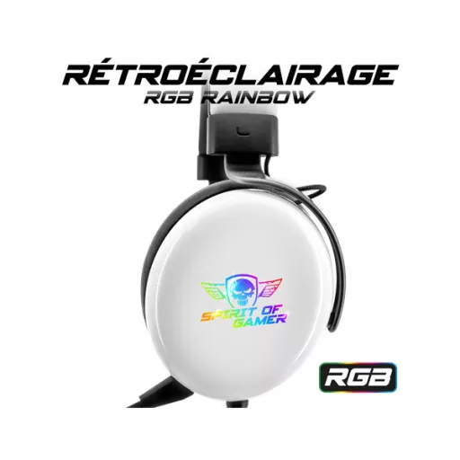 Spirit of Gamer Fejhallgató - H700 White (MultiPlatform, 7.1, mikrofon, hangerőszabályzó, nagy-párnás, fehér)