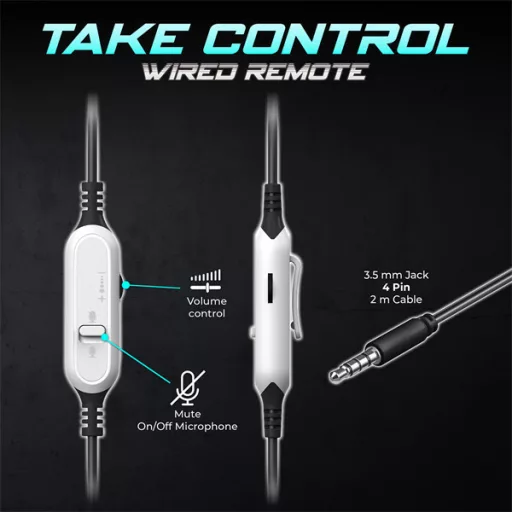 Spirit of Gamer Fejhallgató - PRO-H4 White (MultiPlatform, mikrofon, 3.5mm jack, hangerőszabályzó, fehér)
