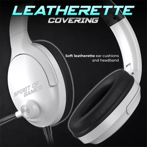 Spirit of Gamer Fejhallgató - PRO-H4 White (MultiPlatform, mikrofon, 3.5mm jack, hangerőszabályzó, fehér)