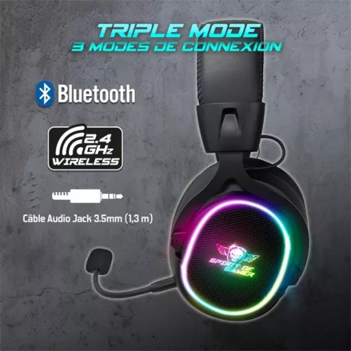 Spirit of Gamer Wireless Fejhallgató - MIC-XH1200 (MultiPlatform,7.1,mikrofon, hangerőszabályzó, nagy-párnás, fekete)