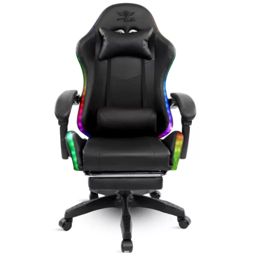 Spirit of Gamer szék - SIRIUS (RGB, állítható dőlés/magasság; kihajtható lábtartó; max.120kg-ig, fekete)
