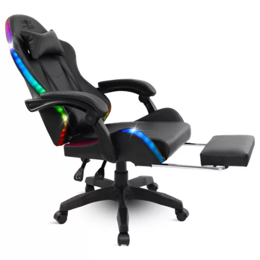 Spirit of Gamer szék - SIRIUS (RGB, állítható dőlés/magasság; kihajtható lábtartó; max.120kg-ig, fekete)