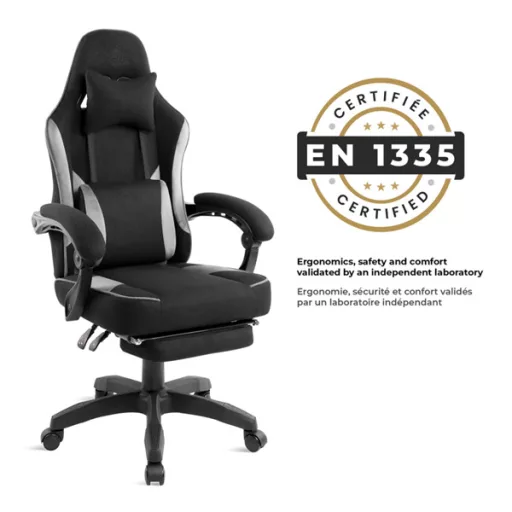 Spirit of Gamer szék - RAVEN (állítható dőlés/magasság; kihajtható lábtartó; max.120kg-ig, fekete)