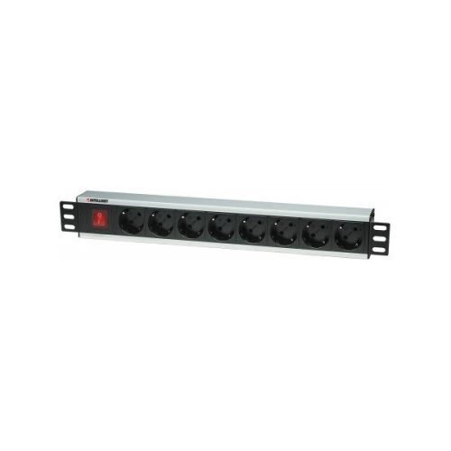 Manhattan elosztó - 19" 1,5U Rackmount elosztó, 8 aljzat, LED fény, 3m, ki-be kapcsológomb