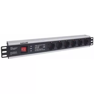   Manhattan elosztó - 19" 1.5U Rackmount elosztó, 6 aljzat, LED fény, 3m,  ki-be kapcsológomb