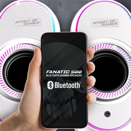 Spirit of Gamer Hangszóró 2.0 - Fanatic 500 Arctic (PC/Mac, Bluetooth/3,5mm Jack, fehér)
