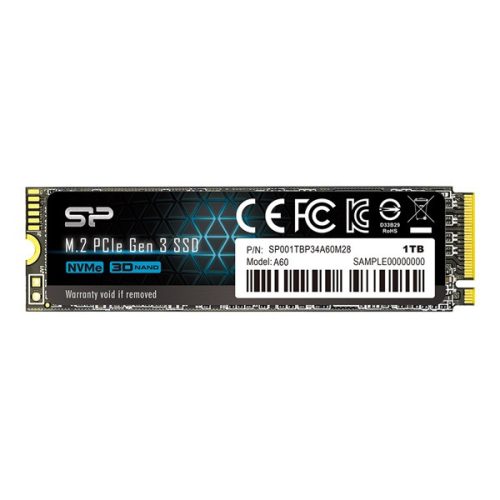 Silicon Power SSD - 1TB A60 (r:2200MB/s; w:1600 MB/s, NVMe 1.3 támogatás, M.2 PCIe Gen 3x4)