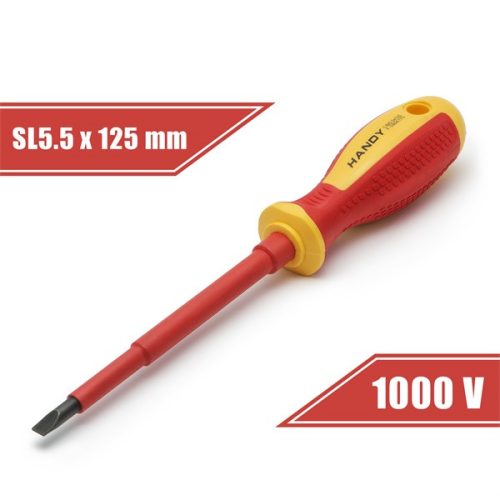 Handy Csavarhúzó - 10563 (lapos, 5,5, 125mm, 1000V-ig szigetelt, mágneses fej)