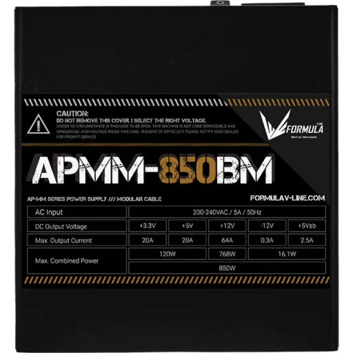 Formula Tápegység 850W - APMM-850BM (80 Plus Bronze, ATX3.1/PCIe 5.1, Aktív PFC, 14cm, Full Moduláris)