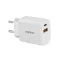 APPROX Telefontöltő - USB Type-C, USB-A port, 20W gyorstöltő + 1m USB Type-C kábel, Fehér