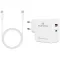 Bluestork Hálózati töltő - PW-BS-65-GAN-C-A-W (USB-C, USB-A, 65W, 1,8m kábel, gyorstöltés, fehér)