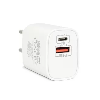  Delight Telefon töltő  - 1db Type-C + 1db USB PD20W gyorstöltéssel, Fehér