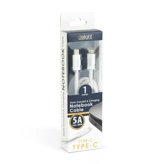   Delight kábel - Type-C - Type-C  töltőkábel - adatkábel  5 A - 240 W, 1m, fehér