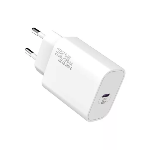 S-Link Hálózati töltő - SL-EC62PD (20W, QC4.0 Gyorstöltés,Type-C to Lightning, 100cm adat+töltőkábel, fehér)