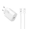 S-Link Hálózati töltő - SL-EC62TP (20W, QC4.0 Gyorstöltés,Type-C to Type-C, 100cm adat+töltőkábel, fehér)