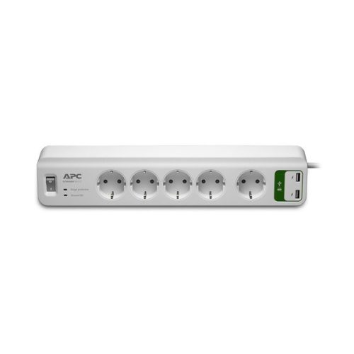 APC túlfeszültségvédő - PM5U-GR (Essential SurgeArrest, 5 aljzat, 5 V, 2,4 A, 2 port, USB-töltő, 230 V)