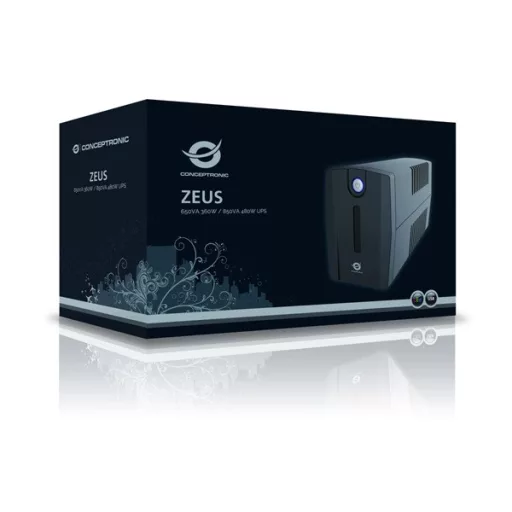 Conceptronic Szünetmentes  850VA - ZEUS02ES (2x Schuko, line-interaktív, RJ45 vonalvédelem, USB, fekete)