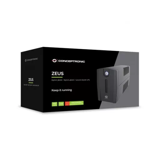 Conceptronic Szünetmentes  1000VA - ZEUS07E (4x IEC C13, line-interaktív, RJ45 vonalvédelem, HID USB, fekete)