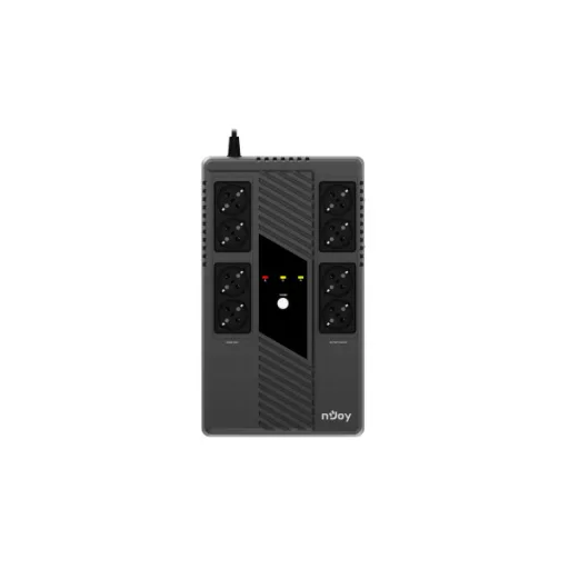 NJOY Szünetmentes 600VA - Token 600 (8 Schuko, line-interaktív, HID USB, túlfeszültség védett, fekete)