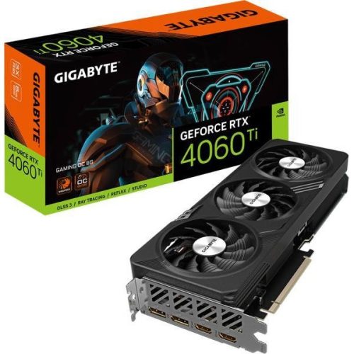 Gigabyte Videókártya - nVidia RTX 4060 Ti  (8192MB, GDDR6, 128bit, 2580/18000Mhz, 2xHDMI, 2xDP)