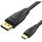 Vention USB-C -> Displayport, 1,5m, (fekete), kábel