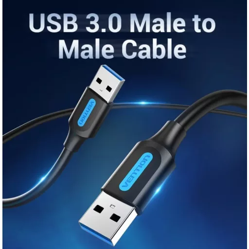 Vention USB-A 3.0/M ->  USB-A 3.0/M,  (PVC,fekete), 0,5m, kábel