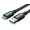 Vention USB-A 3.0/M -> Micro USB-B,  ( PVC,fekete),  2m, kábel