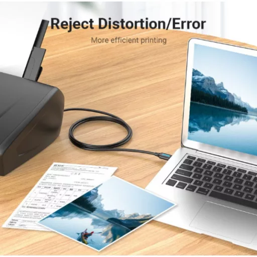 KÁBEL USB-A 2.0/M -> USB-B/M, 0.5m, (PVC, fekete, nyomtatókábel, printerkábel), Vention