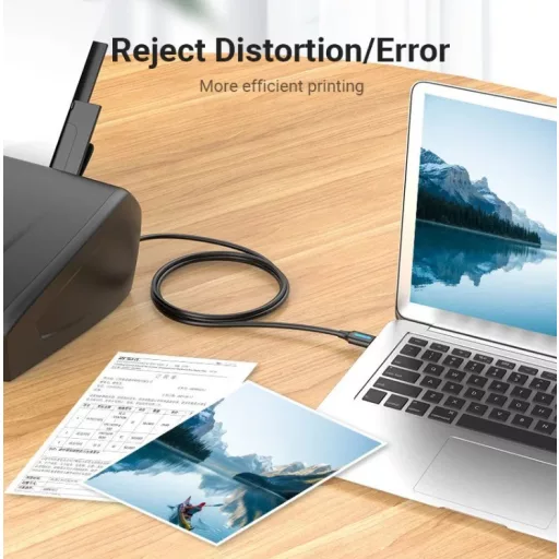 Vention USB-A 2.0/M -> USB-B/M,  (PVC, fekete, nyomtatókábel, printerkábel), 10m, kábel