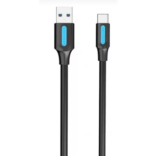 Vention USB-A 3.0/M -> USB-C/M kábel  (PVC,fekete), 0,5m, kábel