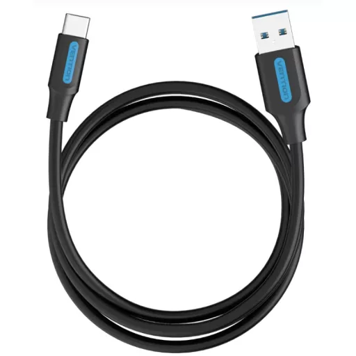 Vention USB-A 3.0/M -> USB-C/M kábel  (PVC,fekete), 0,5m, kábel