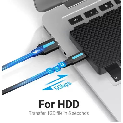 Vention USB-A 3.0/M -> USB-C/M kábel, (PVC,fekete), 1m,  kábel