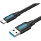 Vention USB-A 3.0/M -> USB-C/M kábel,  (PVC,fekete), 2m, kábel