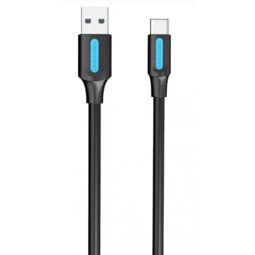 Vention USB-A 3.0/M -> USB-C/M kábel,  (PVC,fekete), 2m, kábel