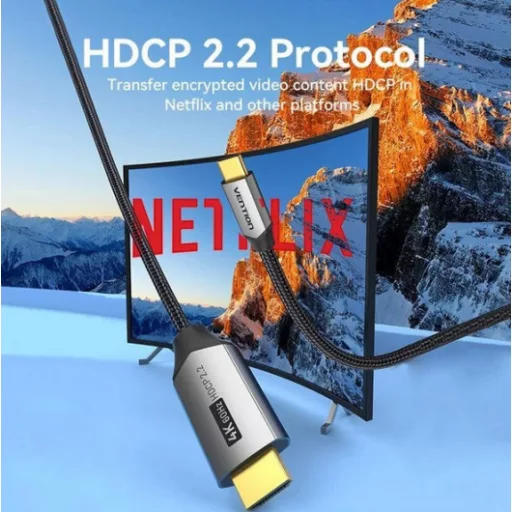 Vention USB-C/M ->HDMI/M (4K, alu), 1,5m, kábel